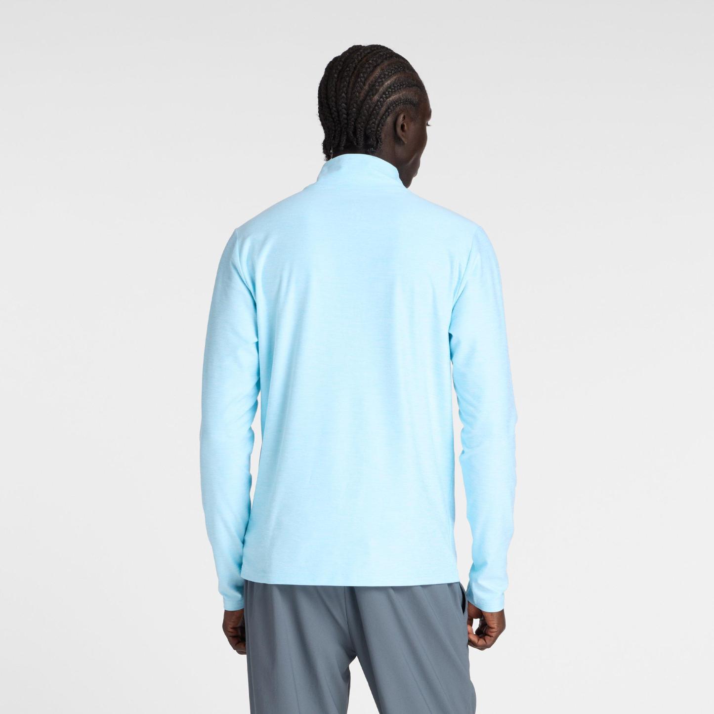 New Balance Men's Space Dye Quarter-Zip Long-Sleeve Performance Gym Top TEAMSKYB (TSB)