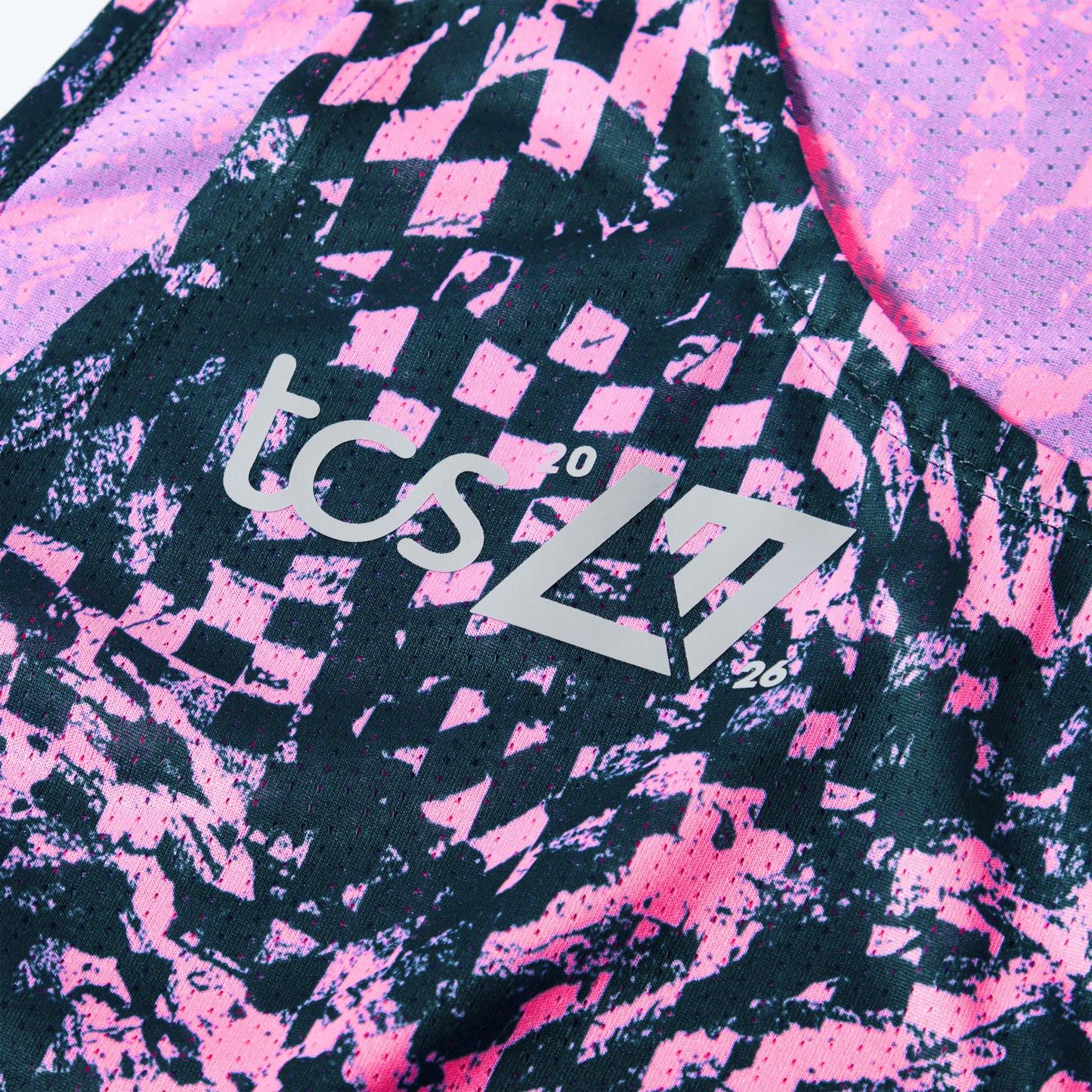 New Balance Hooded Borough Baffle Quilted Jacket Running Vest Womens Pink Heat