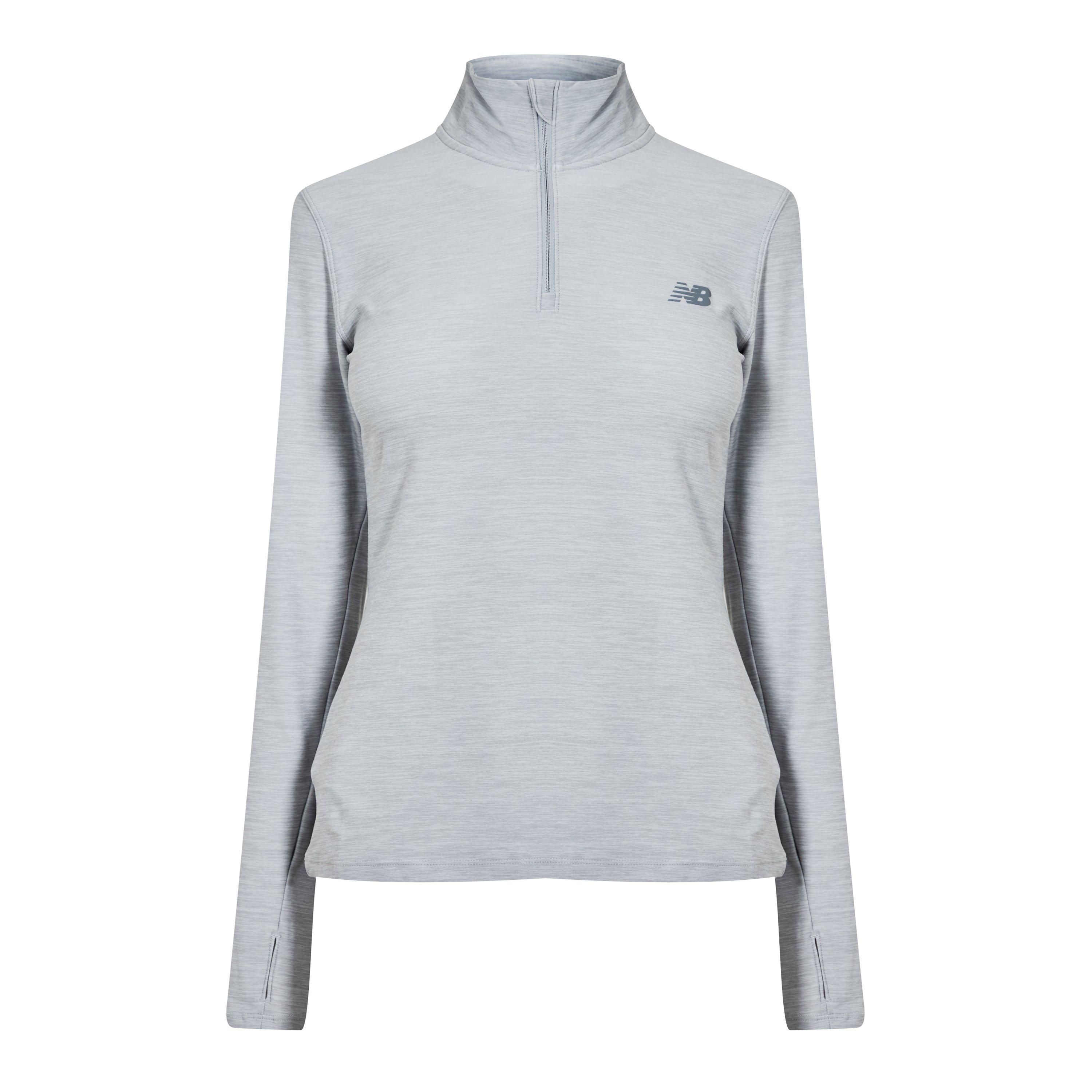 New Balance Womens Running Space Dye Quarter Zip Grey