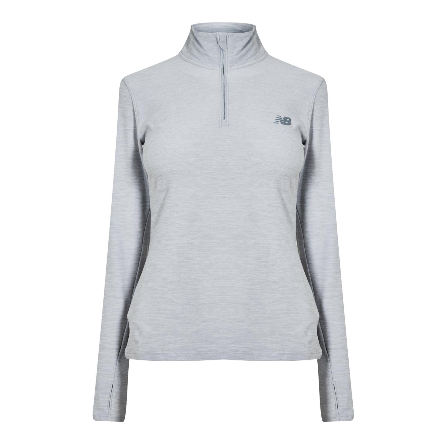 New Balance Womens Running Space Dye Quarter Zip Grey