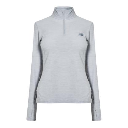 New Balance Womens Running Space Dye Quarter Zip Grey