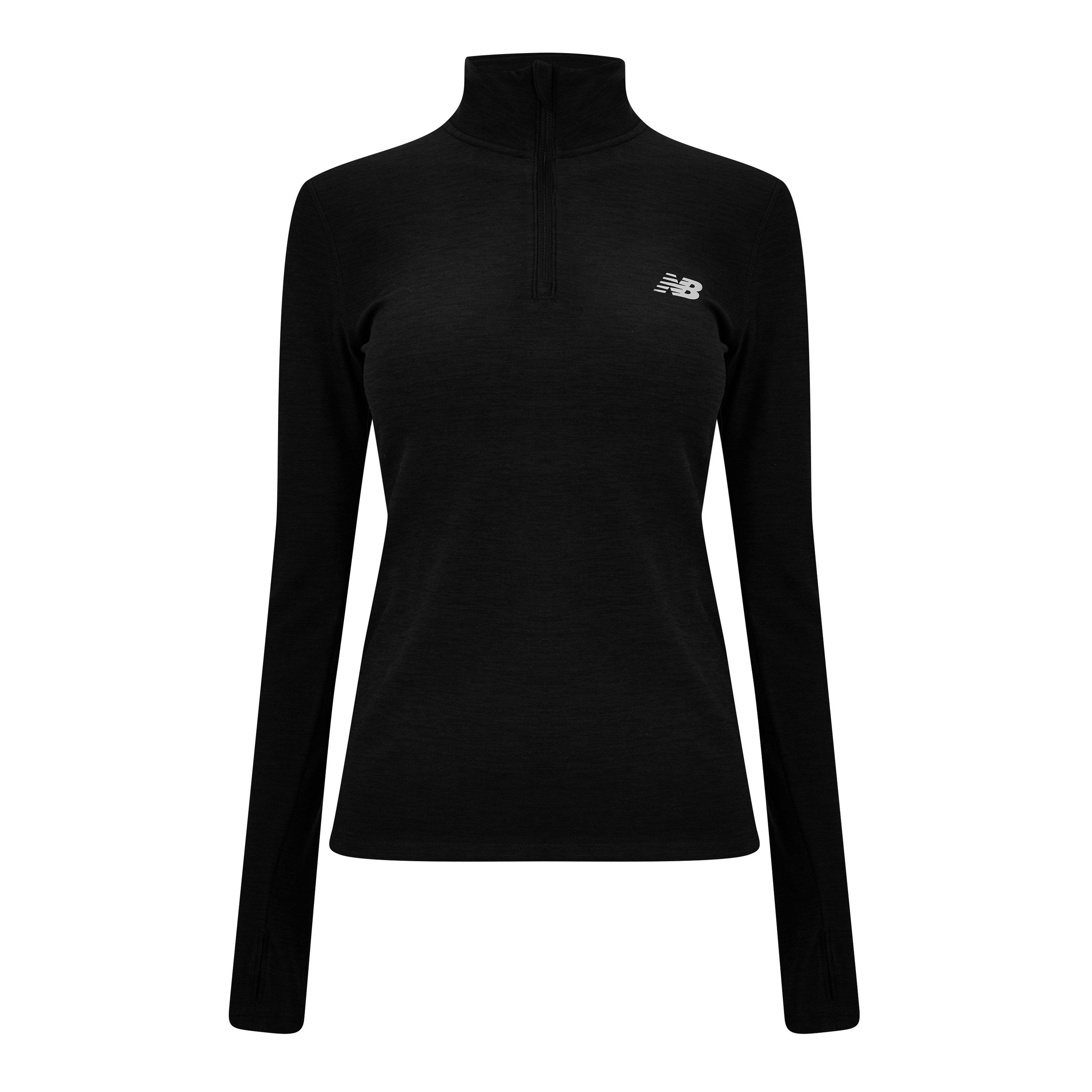 New Balance Womens Running Space Dye Quarter Zip Black
