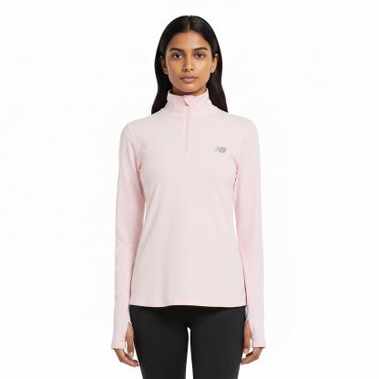 New Balance Womens Running Space Dye Quarter Zip Pink Salt
