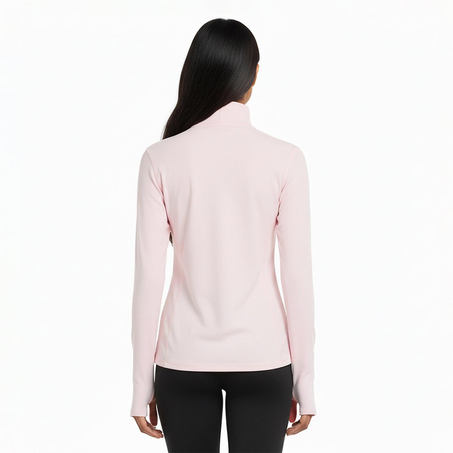New Balance Womens Running Space Dye Quarter Zip Pink Salt