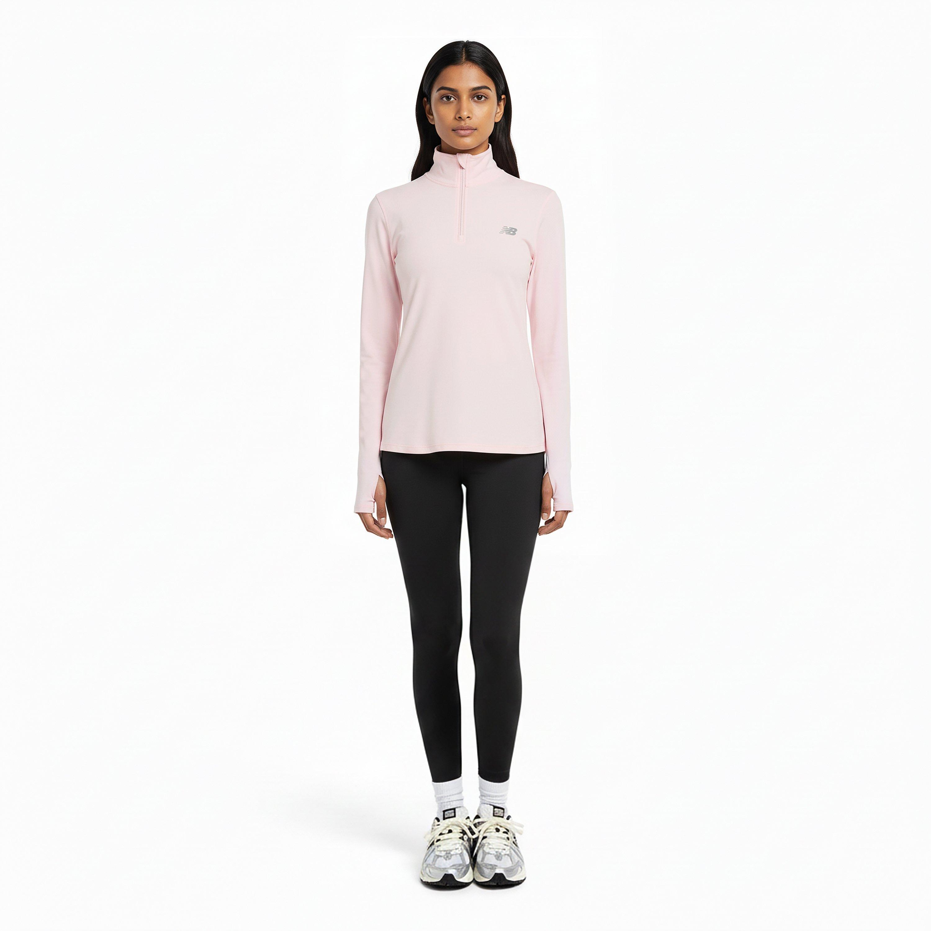 New Balance Womens Running Space Dye Quarter Zip Pink Salt