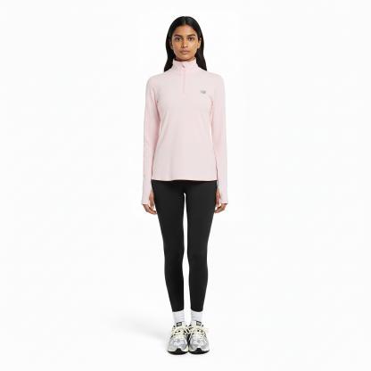 New Balance Womens Running Space Dye Quarter Zip Pink Salt