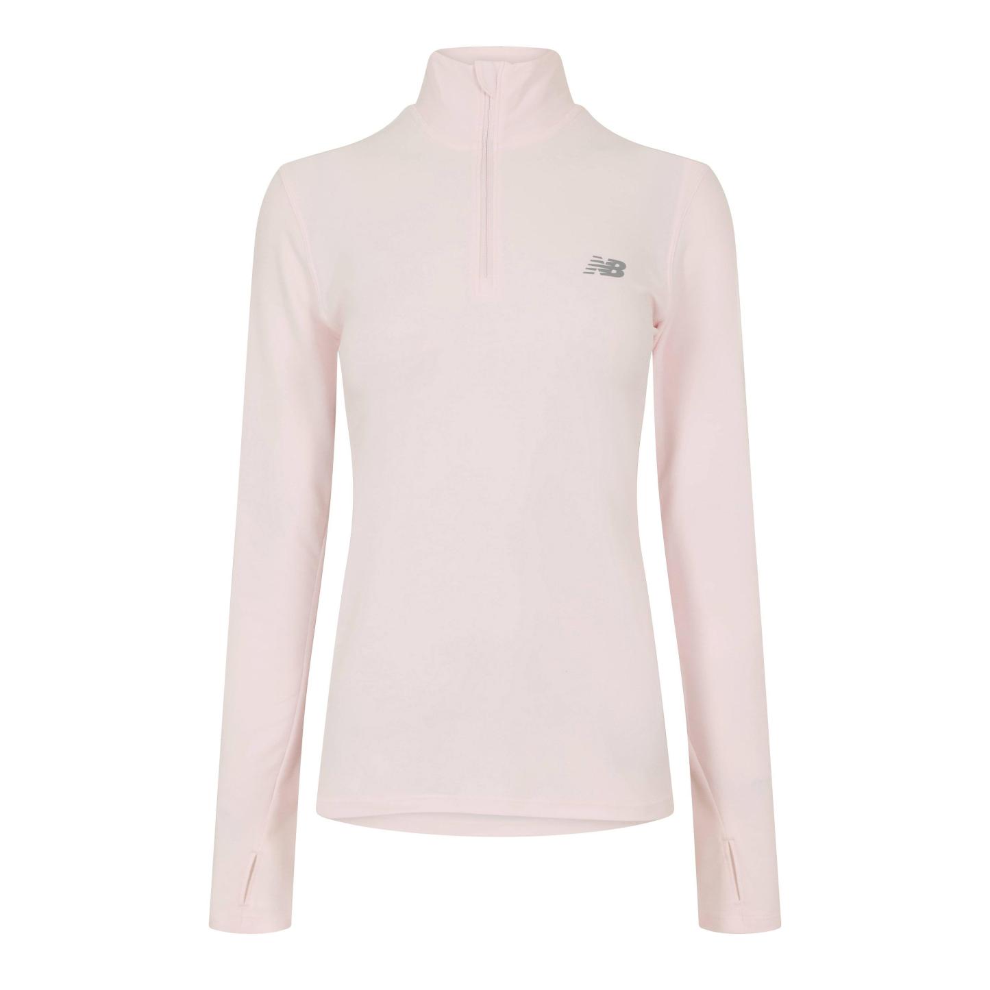 New Balance Womens Running Space Dye Quarter Zip Pink Salt