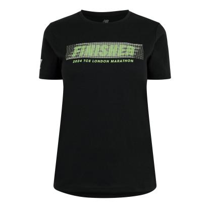 New Balance Women's NB Finisher London Edition Short-Sleeve Performance Running Top Black/Green