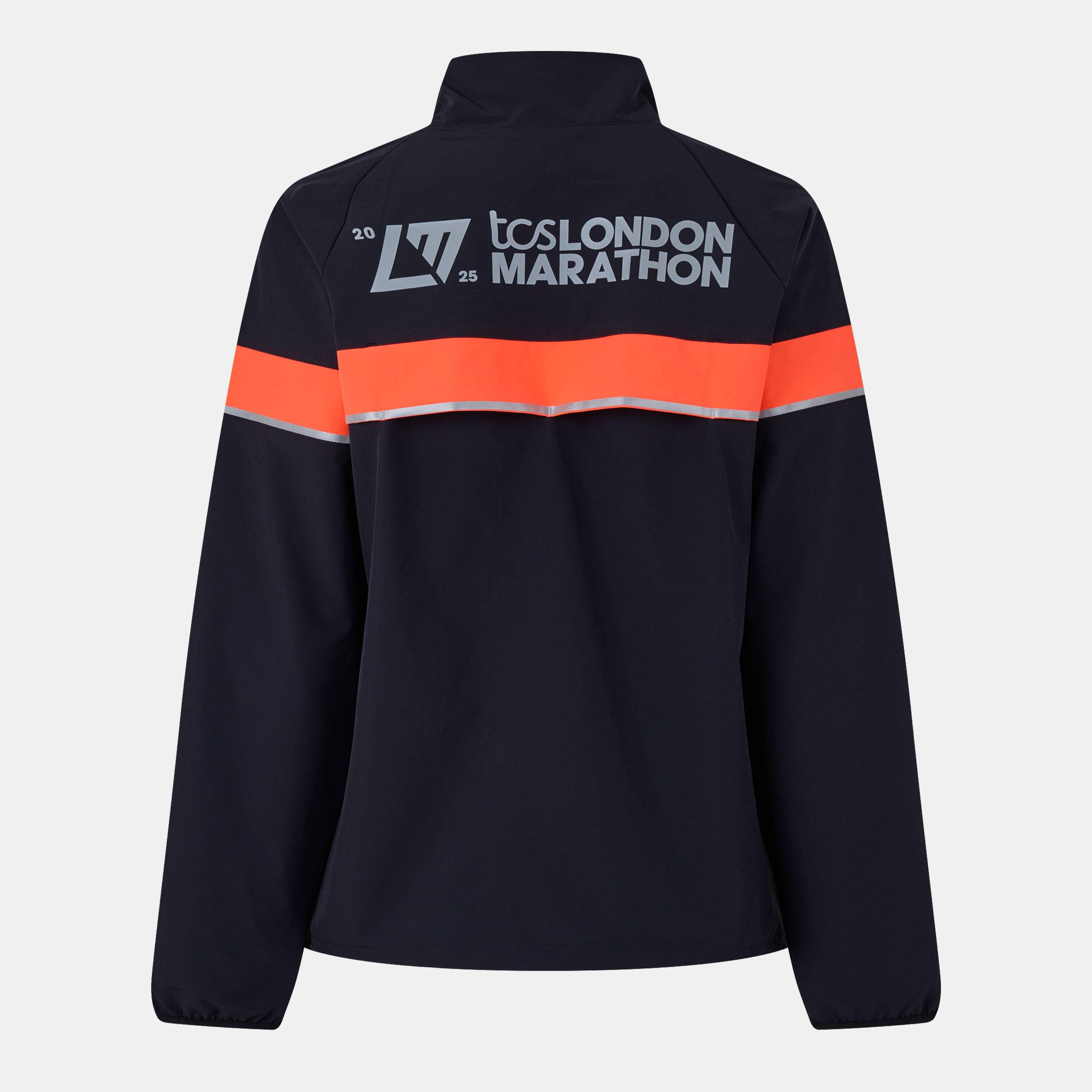 New Balance Women's LDN Marathon Wind Water-Resistant Reflective Performance Running Jacket Black/Red