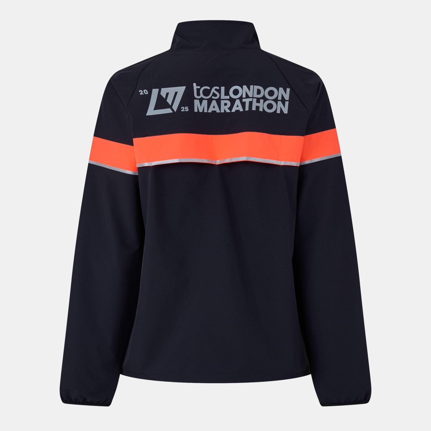 New Balance Women's LDN Marathon Wind Water-Resistant Reflective Performance Running Jacket Black/Red