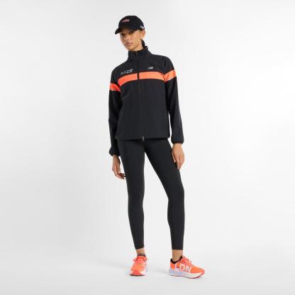 New Balance Women's LDN Marathon Wind Water-Resistant Reflective Performance Running Jacket Black/Red