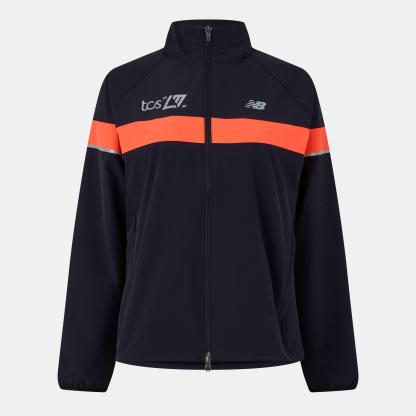 New Balance Women's LDN Marathon Wind Water-Resistant Reflective Performance Running Jacket Black/Red