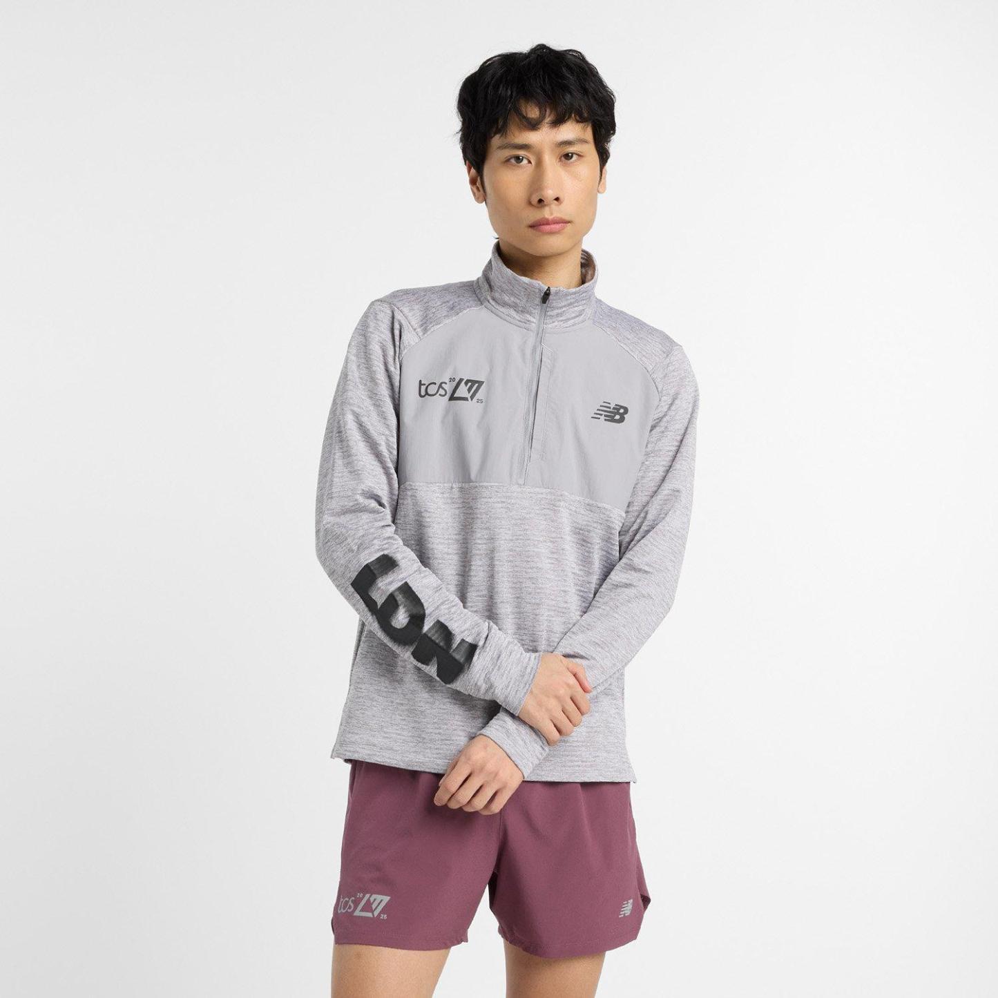 New Balance Men's Heat Grid Long-Sleeve Performance Running Top Grey/Black