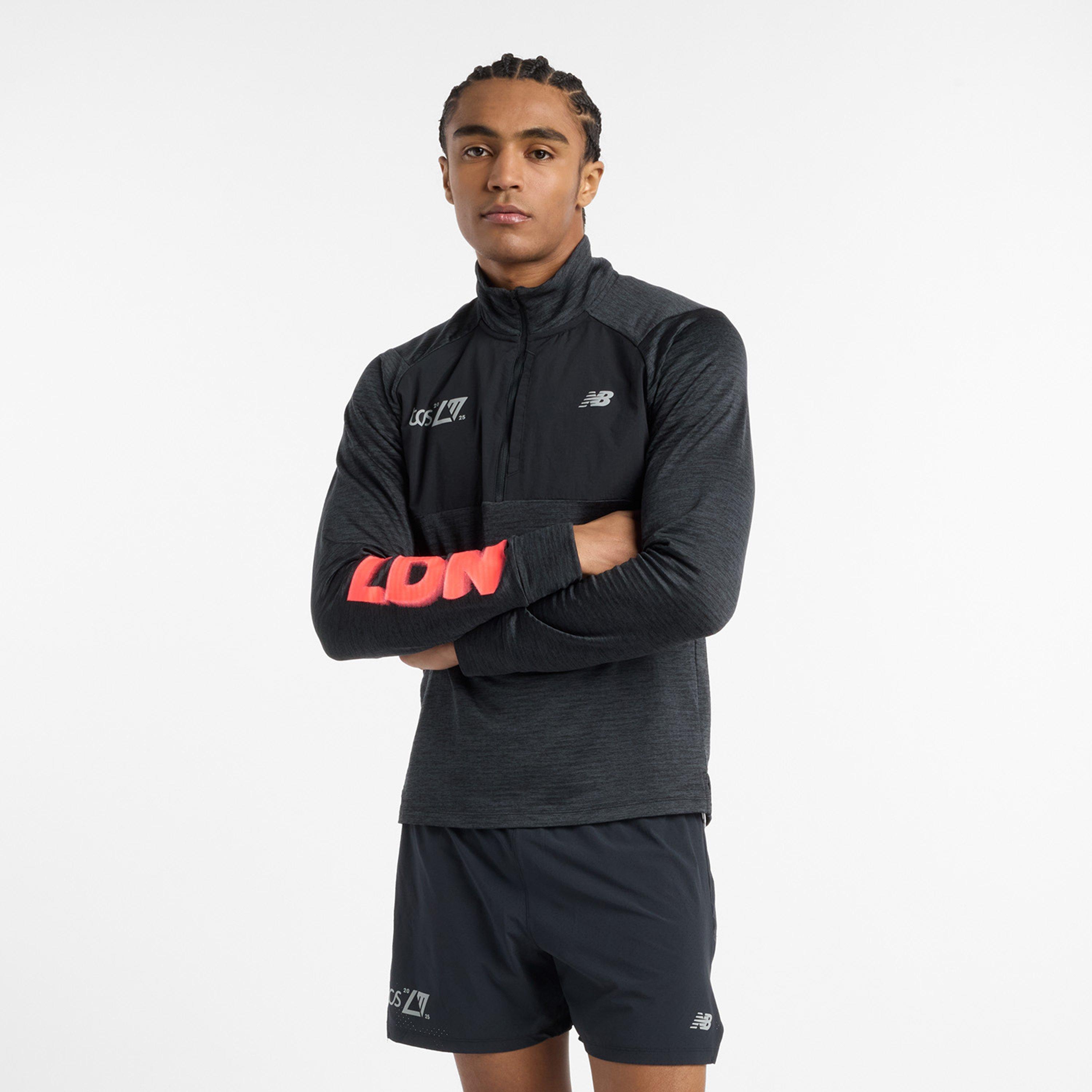 New Balance Men's Heat Grid Long-Sleeve Performance Running Top Black Graphic