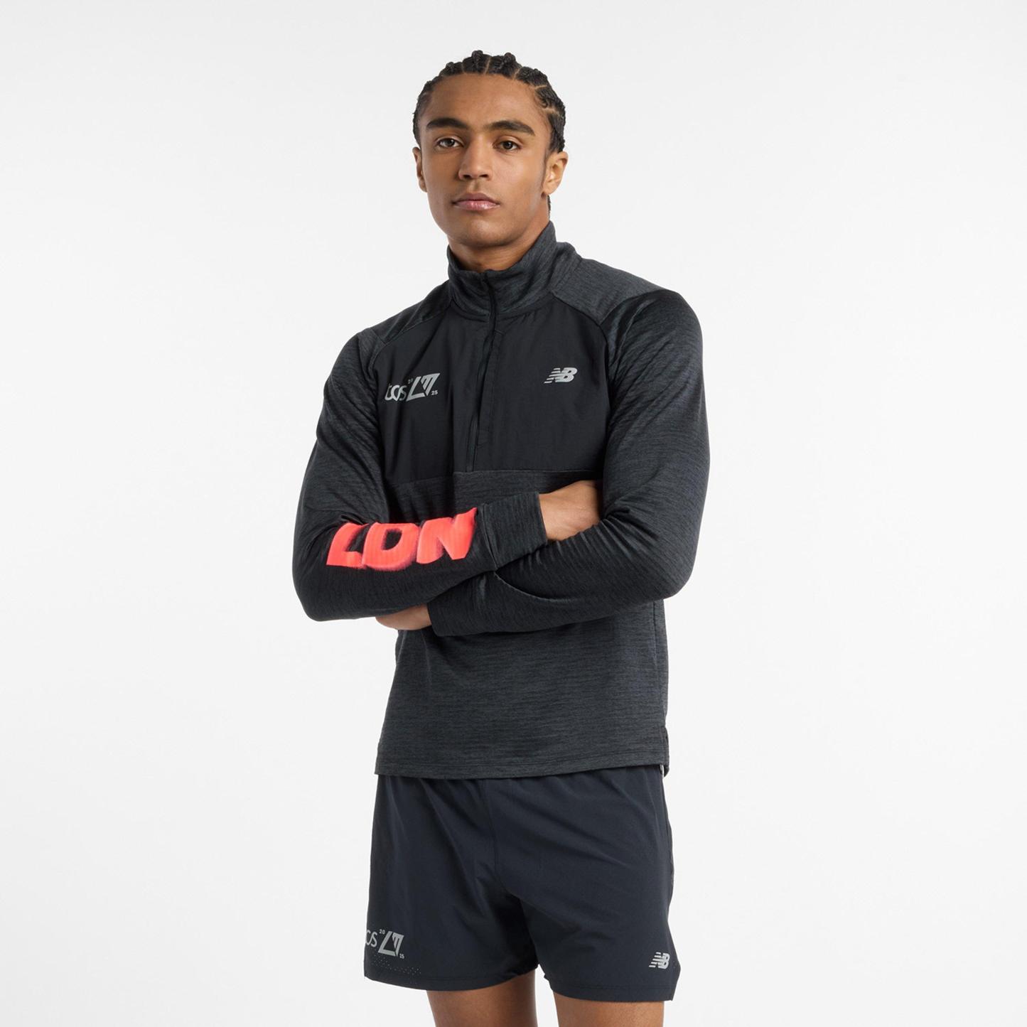 New Balance Men's Heat Grid Long-Sleeve Performance Running Top Black Graphic