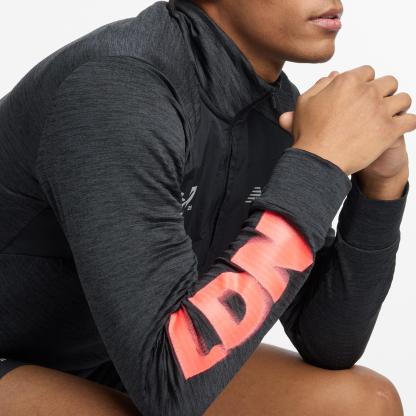 New Balance Men's Heat Grid Long-Sleeve Performance Running Top Black Graphic
