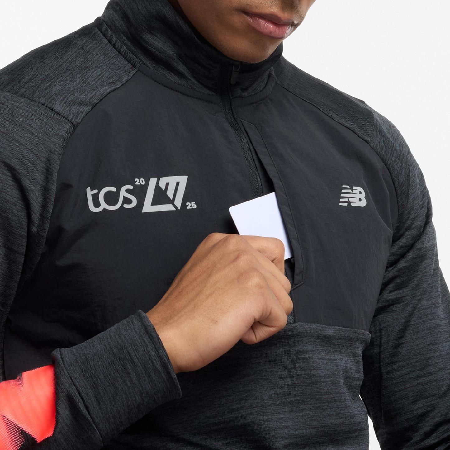 New Balance Men's Heat Grid Long-Sleeve Performance Running Top Black Graphic