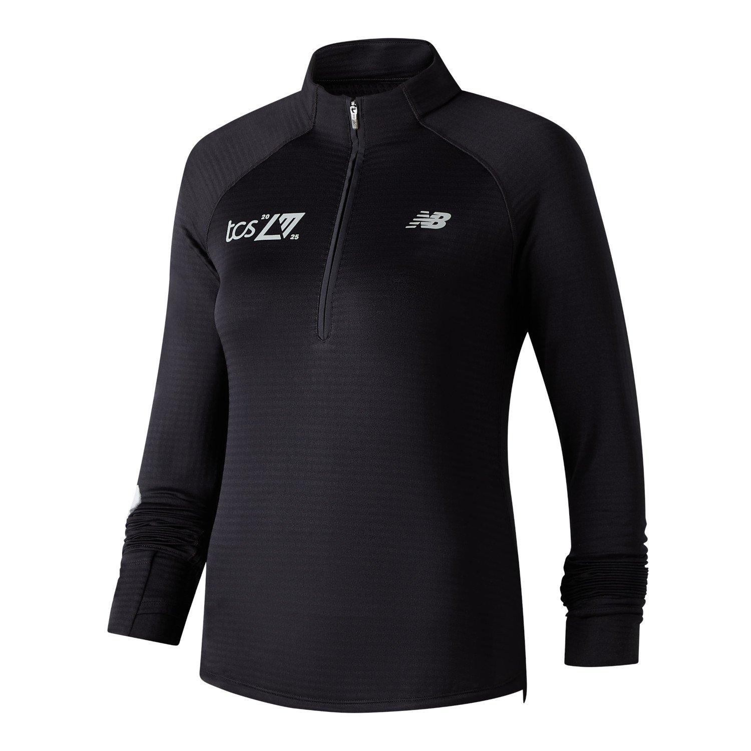 New Balance Women's Heat Grid Long-Sleeve Zip Running Top Black Graphic