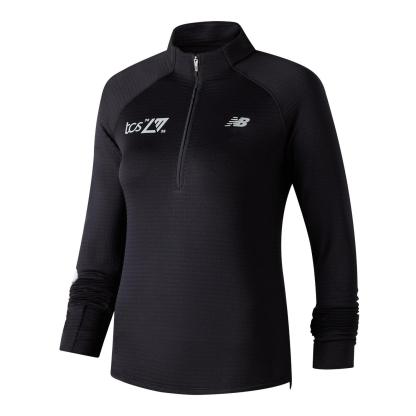 New Balance Women's Heat Grid Long-Sleeve Zip Running Top Black Graphic