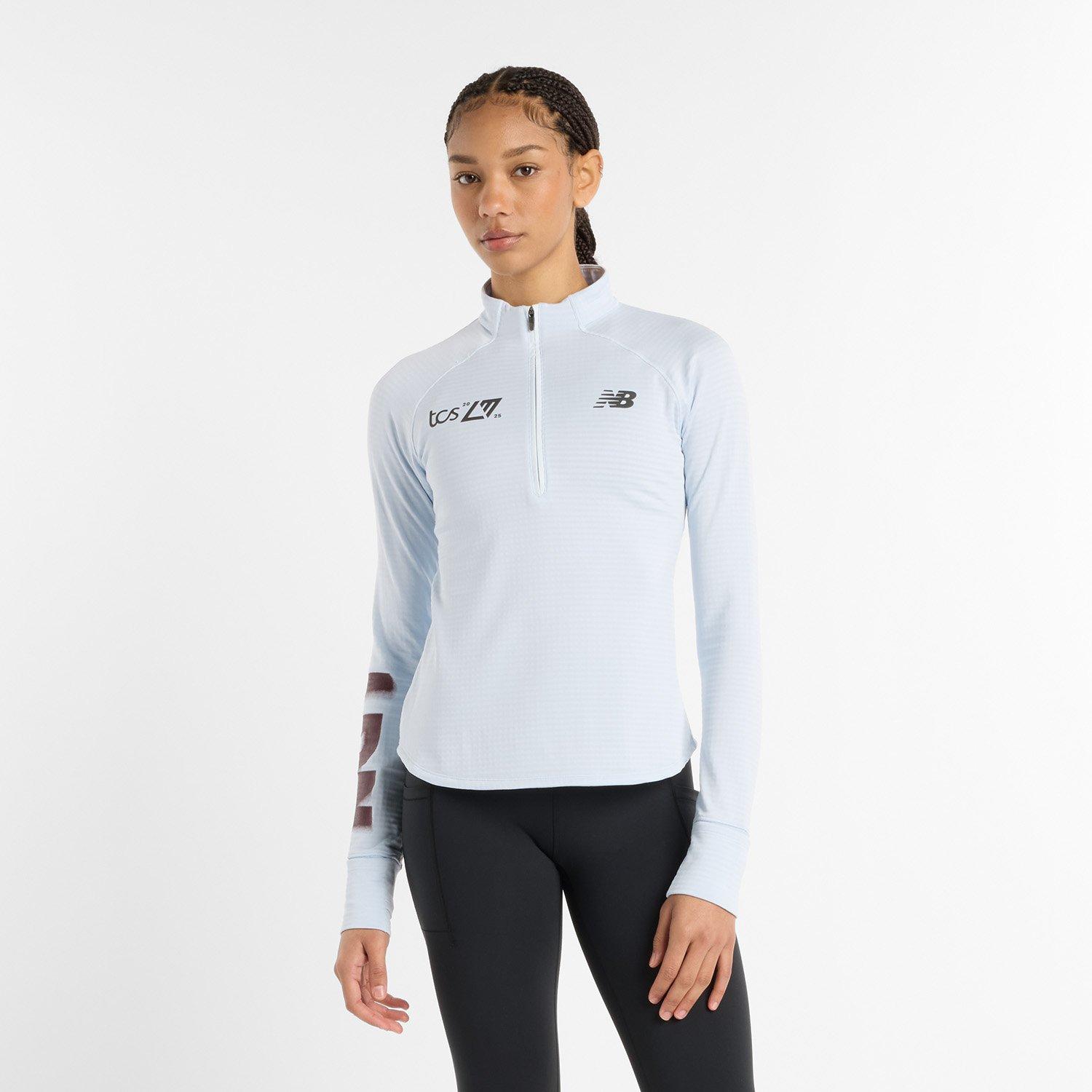 New Balance Women's Heat Grid Long-Sleeve Zip Running Top Light Blue