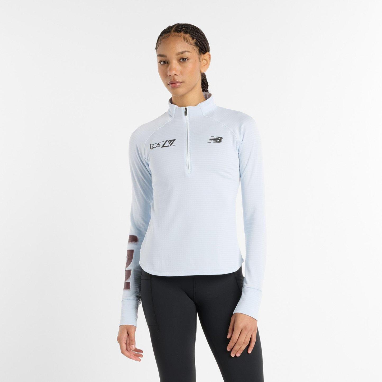 New Balance Women's Heat Grid Long-Sleeve Zip Running Top Light Blue