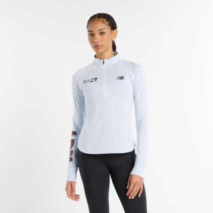 New Balance Women's Heat Grid Long-Sleeve Zip Running Top Light Blue
