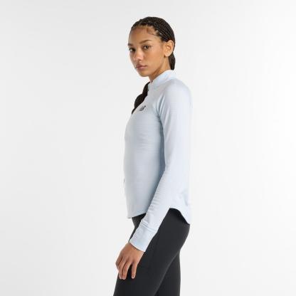 New Balance Women's Heat Grid Long-Sleeve Zip Running Top Light Blue
