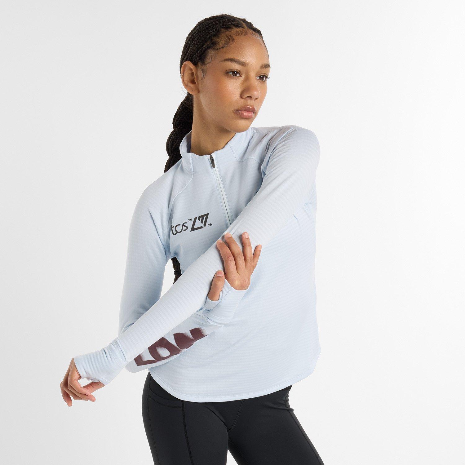 New Balance Women's Heat Grid Long-Sleeve Zip Running Top Light Blue