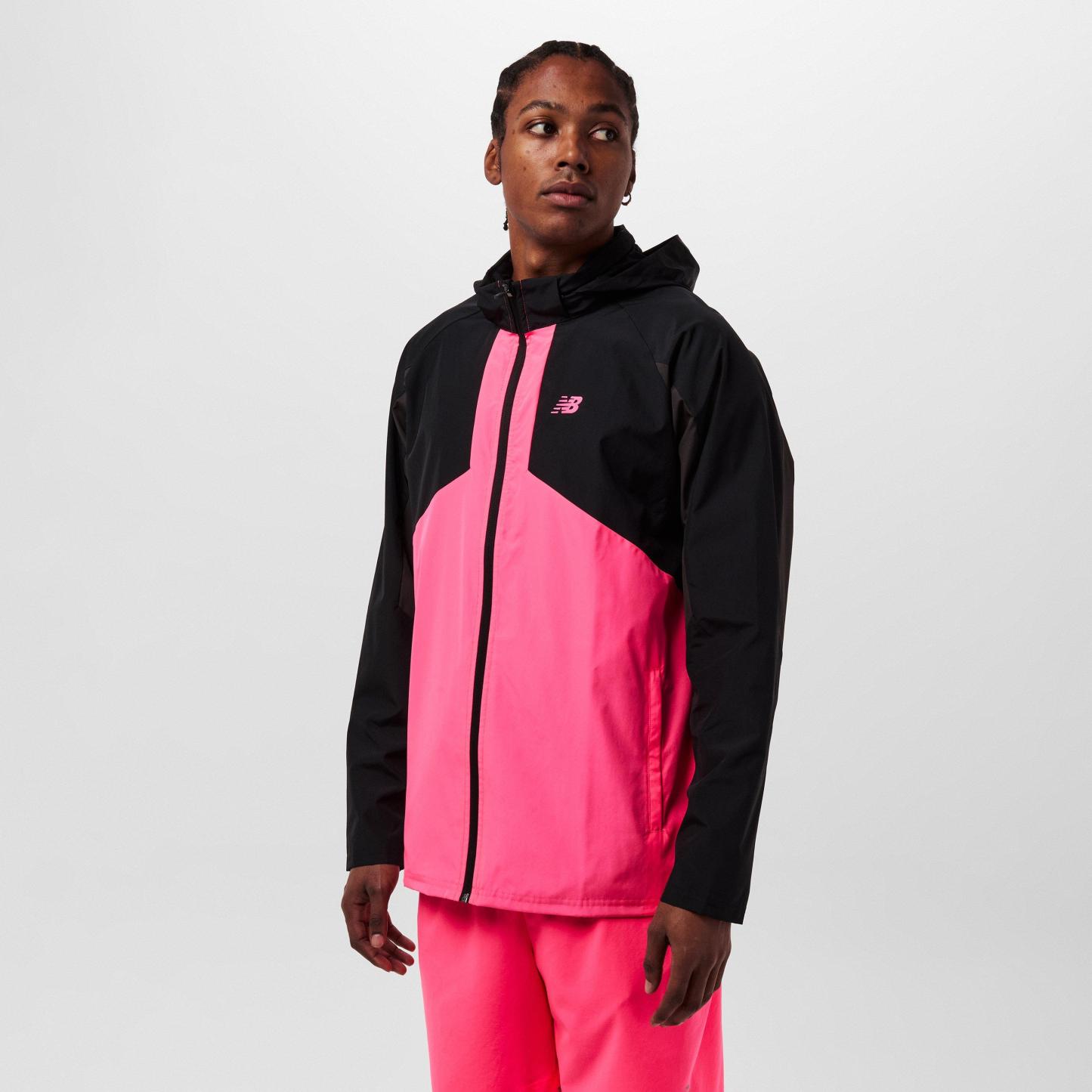 New Balance Men's Active Utility Woven Lightweight Performance Training Jacket Black/Pink