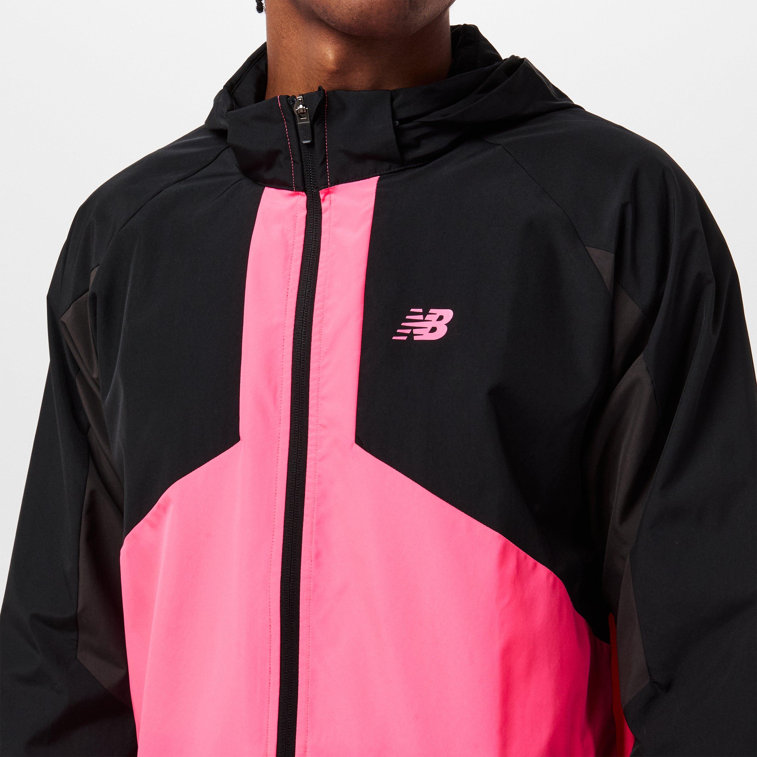 New Balance Men's Active Utility Woven Lightweight Performance Training Jacket Black/Pink