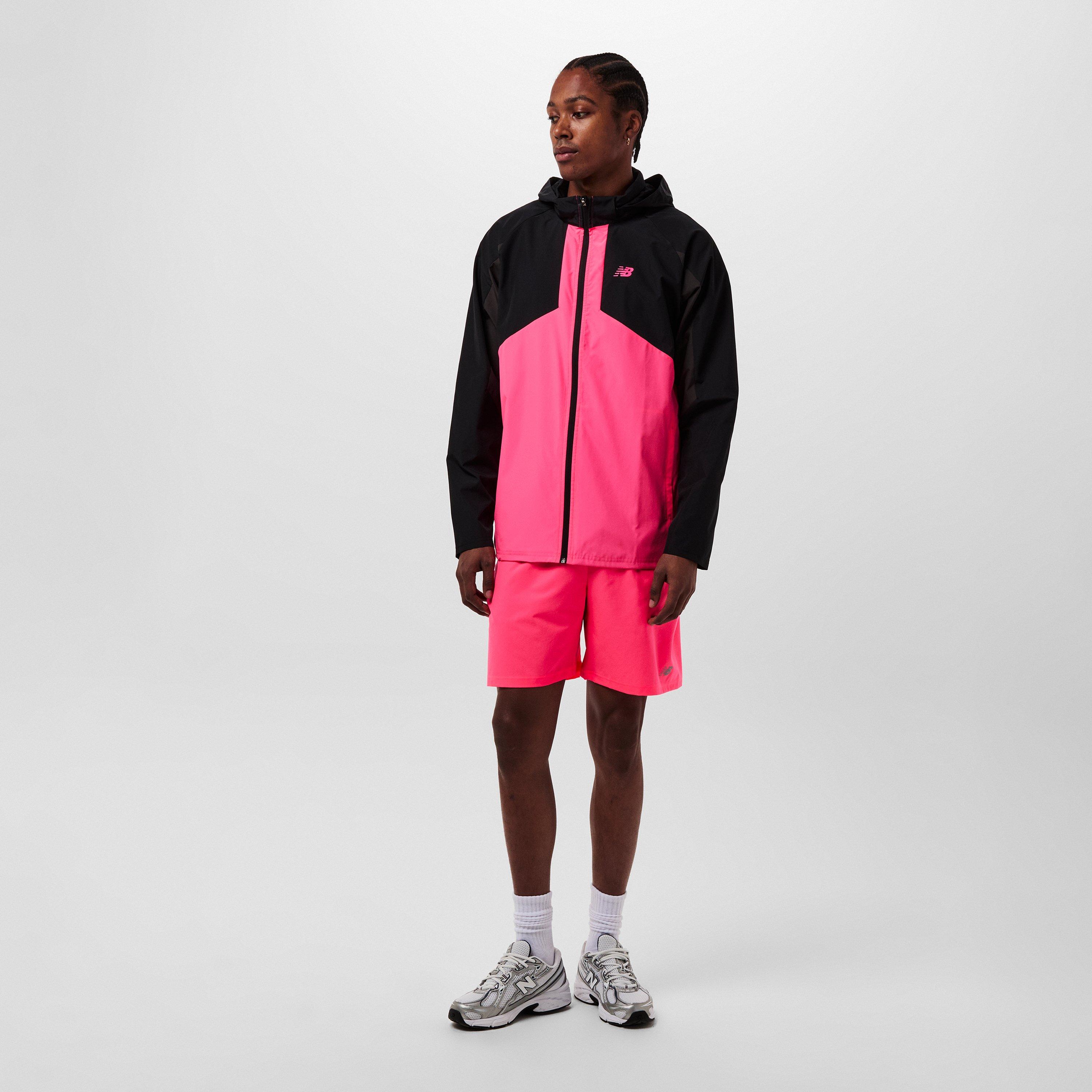New Balance Men's Active Utility Woven Lightweight Performance Training Jacket Black/Pink
