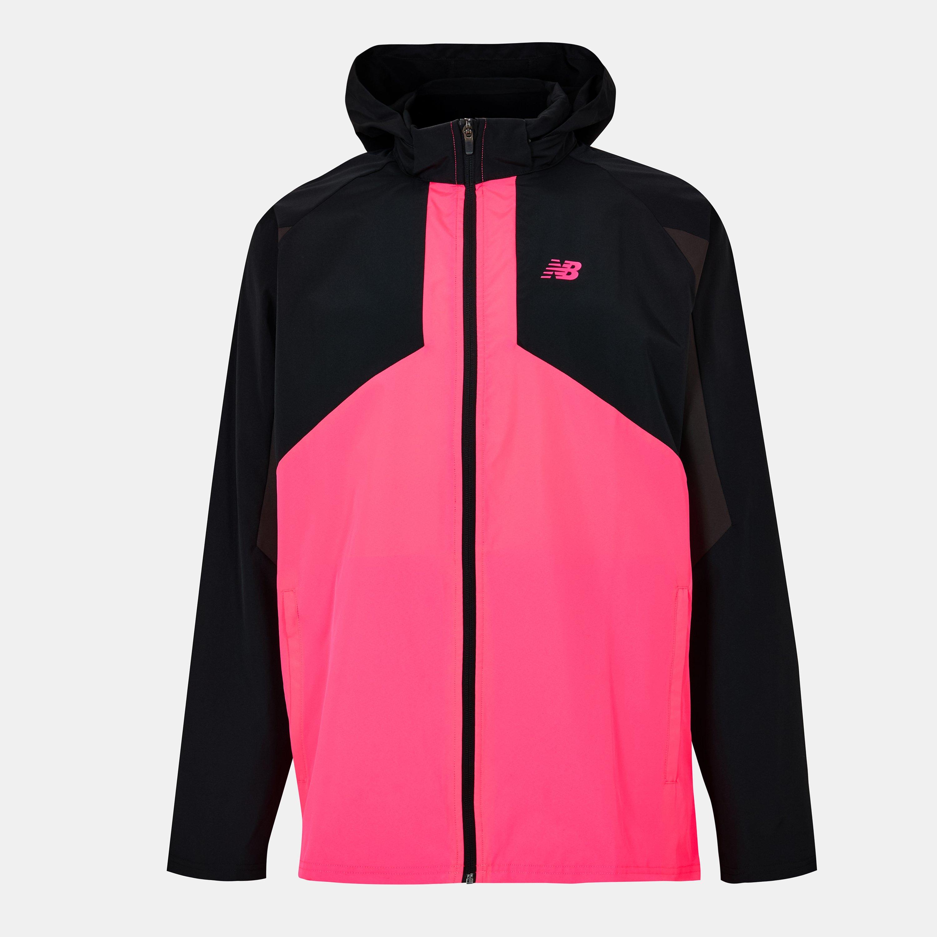 New Balance Men's Active Utility Woven Lightweight Performance Training Jacket Black/Pink