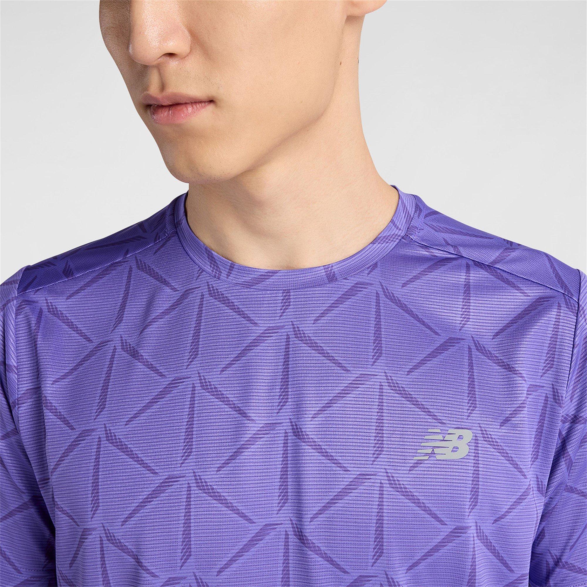 New Balance Men's Short Sleeve Performance Gym Top Electric Purple