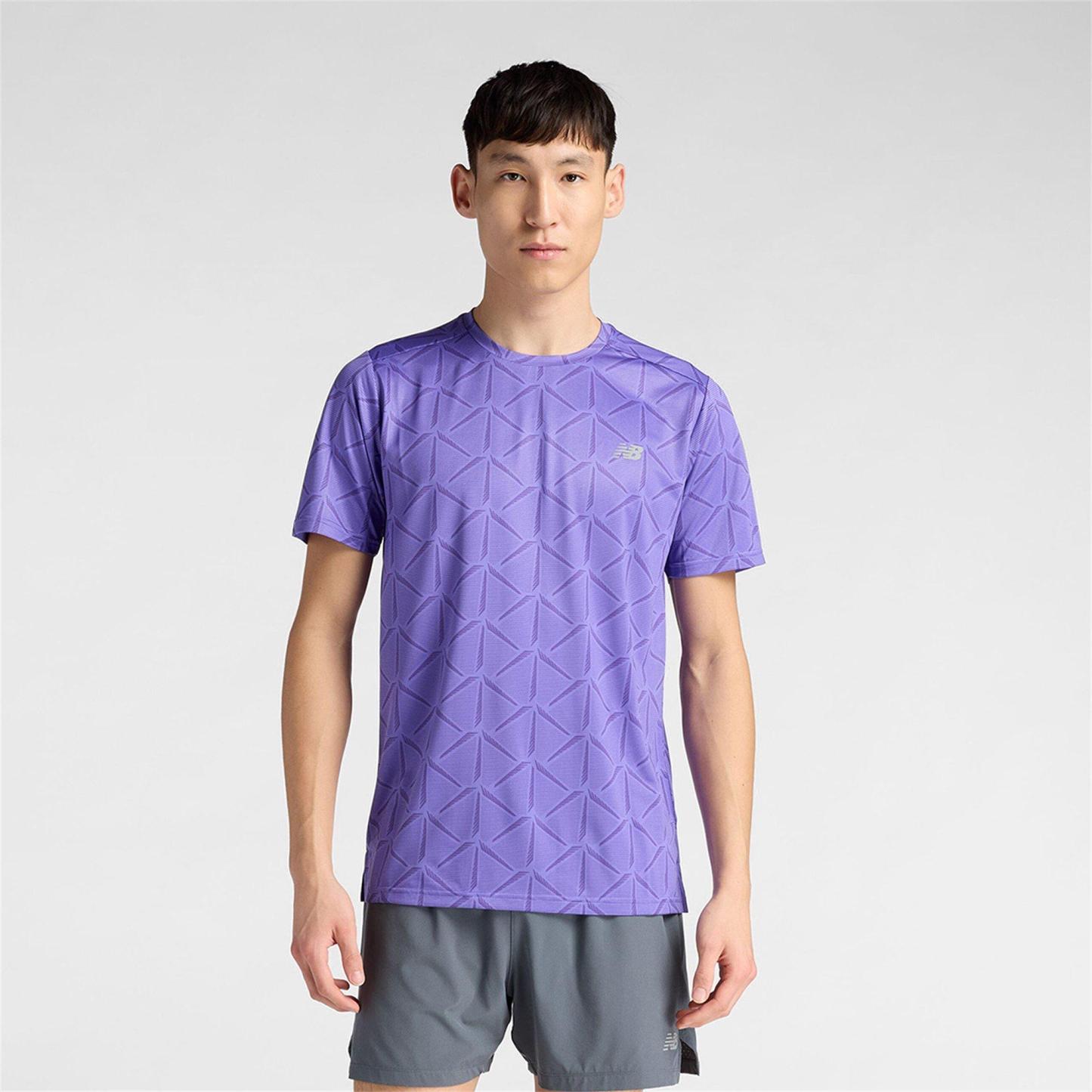 New Balance Men's Short Sleeve Performance Gym Top Electric Purple