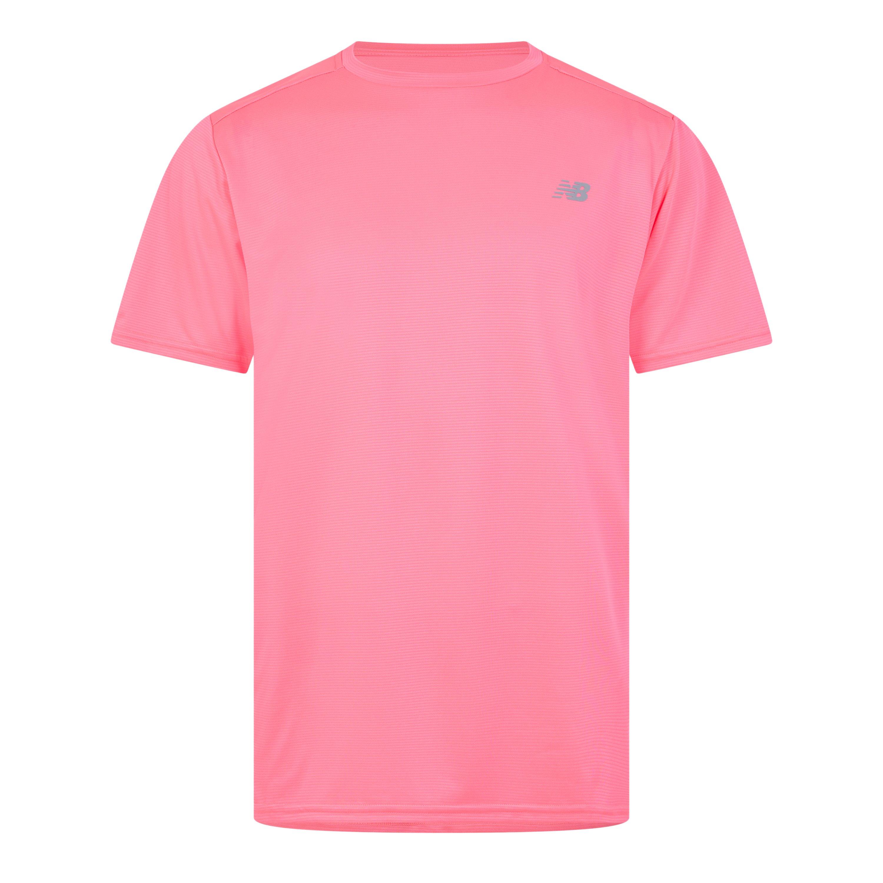 New Balance Men's Short-Sleeve Performance Gym Top Neon Pink