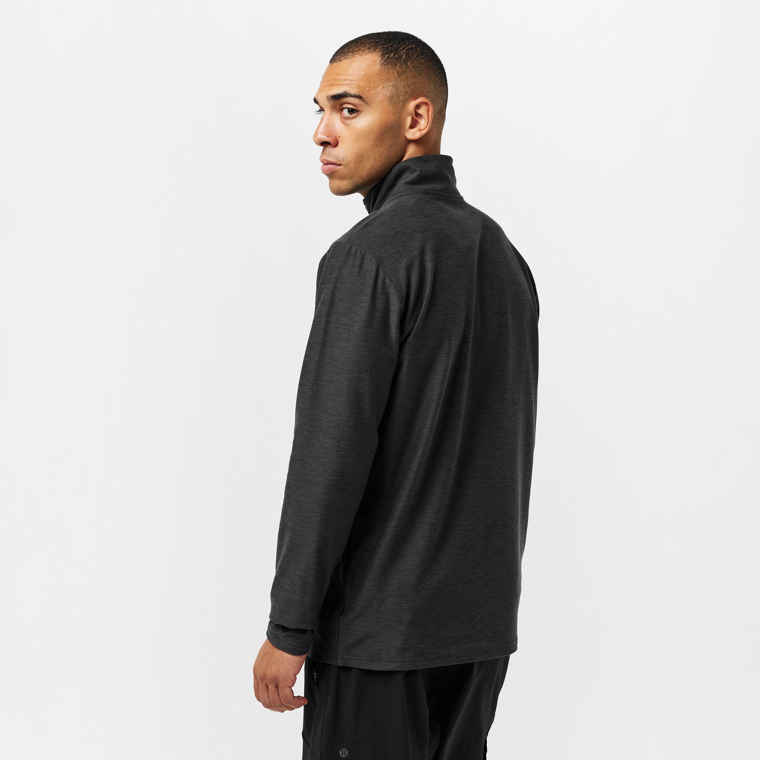 New Balance Men's Space Dye Quarter-Zip Long-Sleeve Performance Gym Top Black