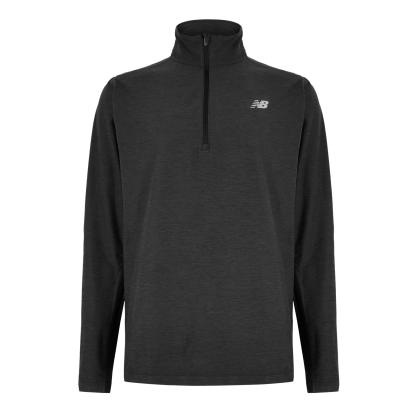 New Balance Men's Space Dye Quarter-Zip Long-Sleeve Performance Gym Top Black