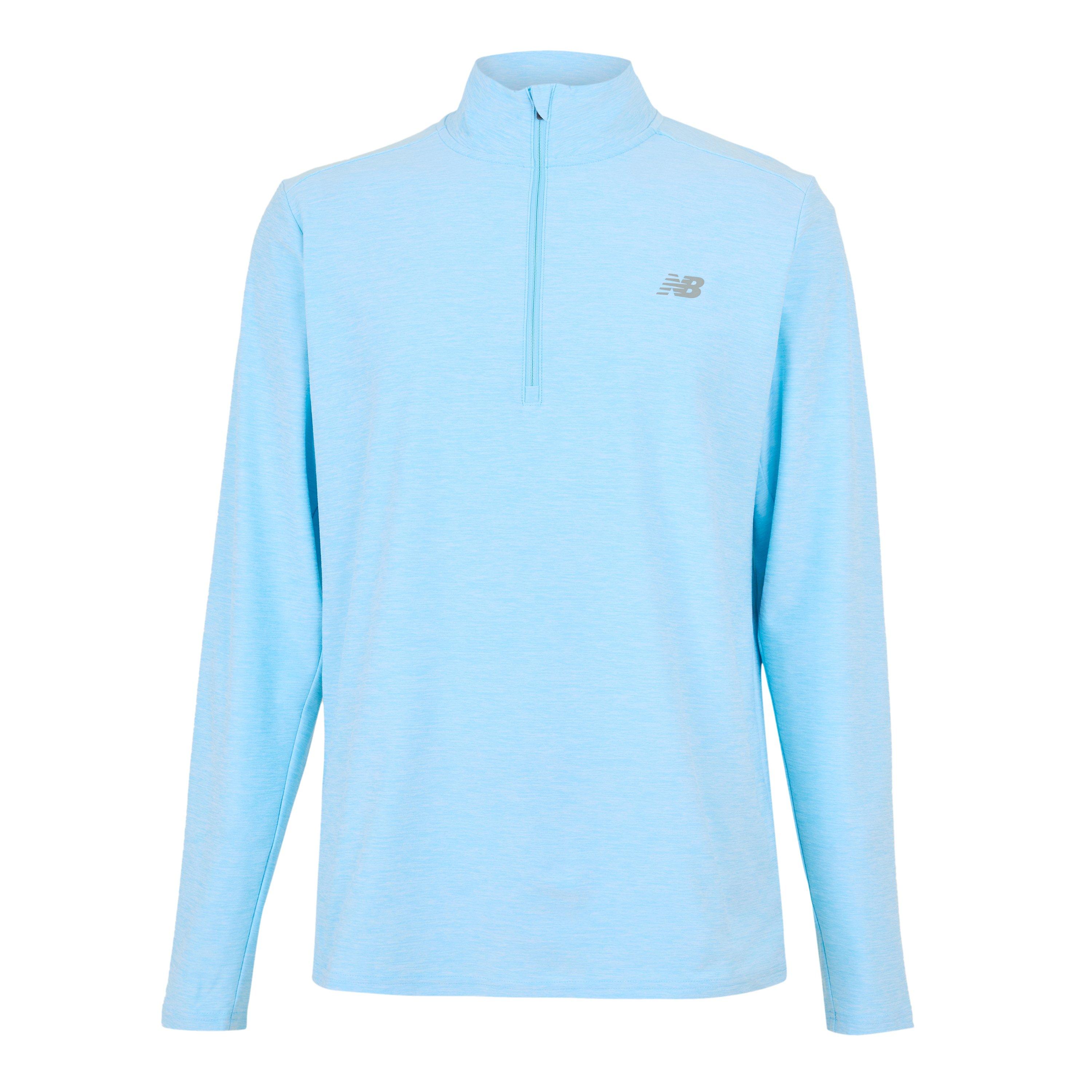 New Balance Men's Space Dye Quarter-Zip Long-Sleeve Performance Gym Top Sky Blue