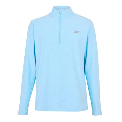 New Balance Men's Space Dye Quarter-Zip Long-Sleeve Performance Gym Top Sky Blue