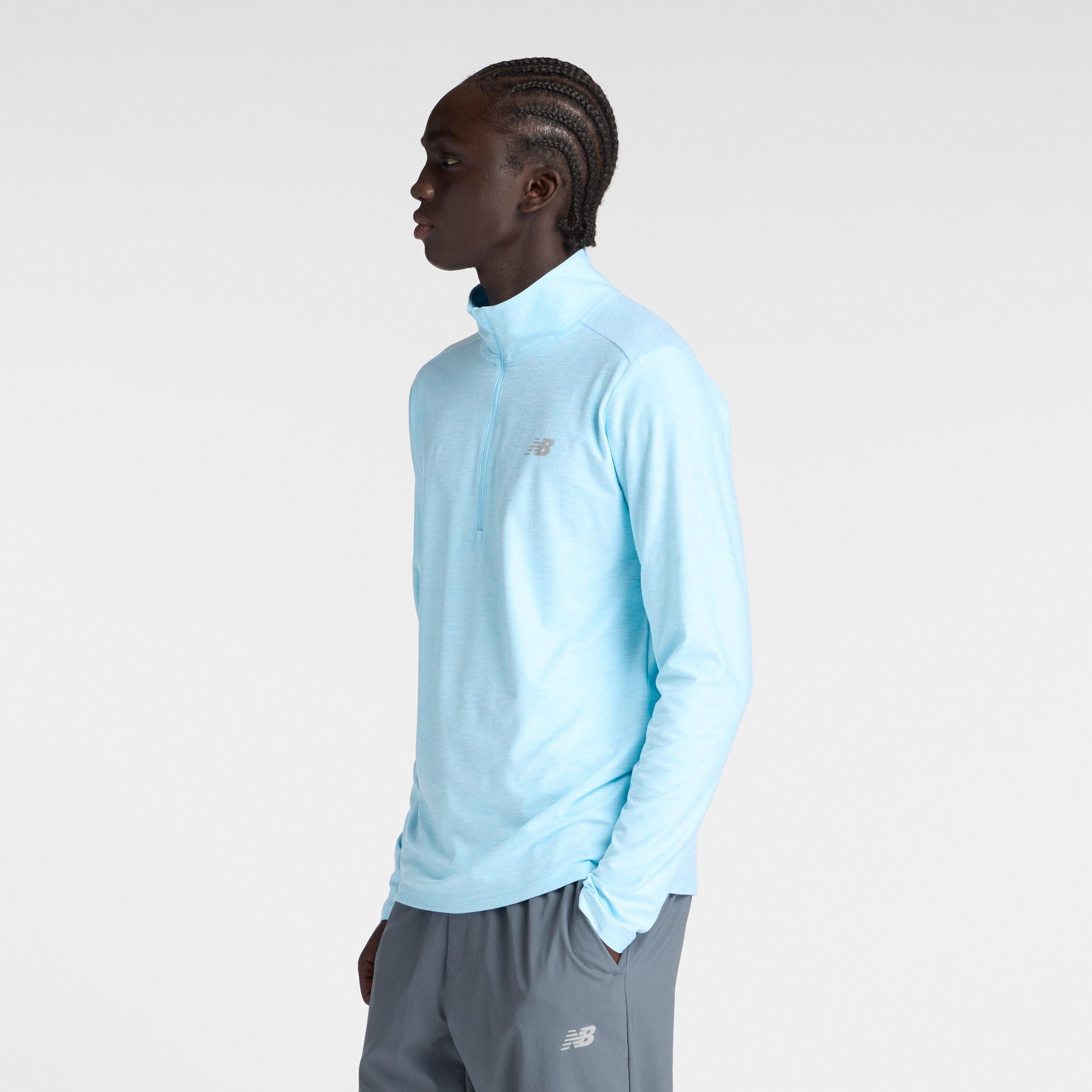 New Balance Men's Space Dye Quarter-Zip Long-Sleeve Performance Gym Top TEAMSKYB (TSB)