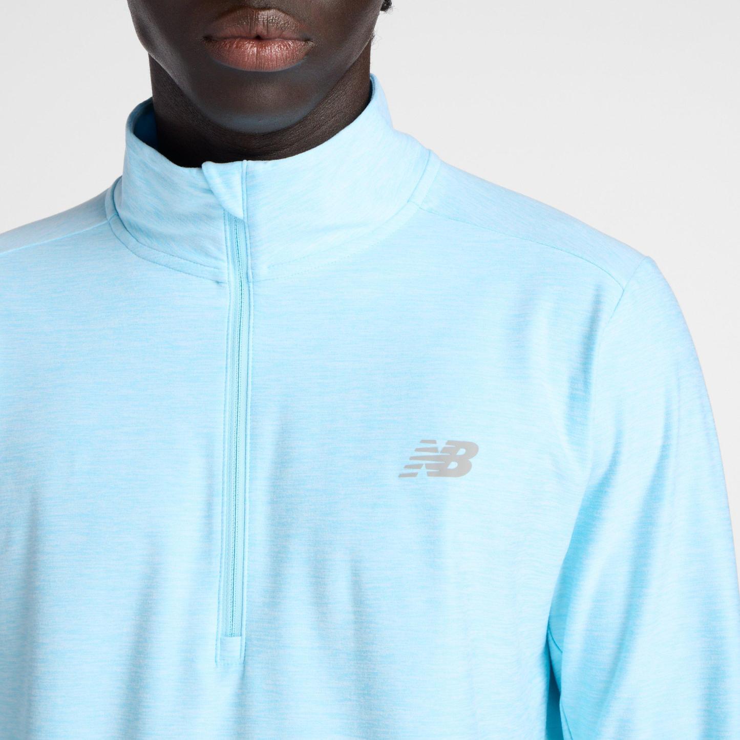 New Balance Men's Space Dye Quarter-Zip Long-Sleeve Performance Gym Top TEAMSKYB (TSB)