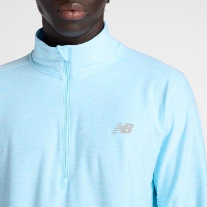 New Balance Men's Space Dye Quarter-Zip Long-Sleeve Performance Gym Top TEAMSKYB (TSB)