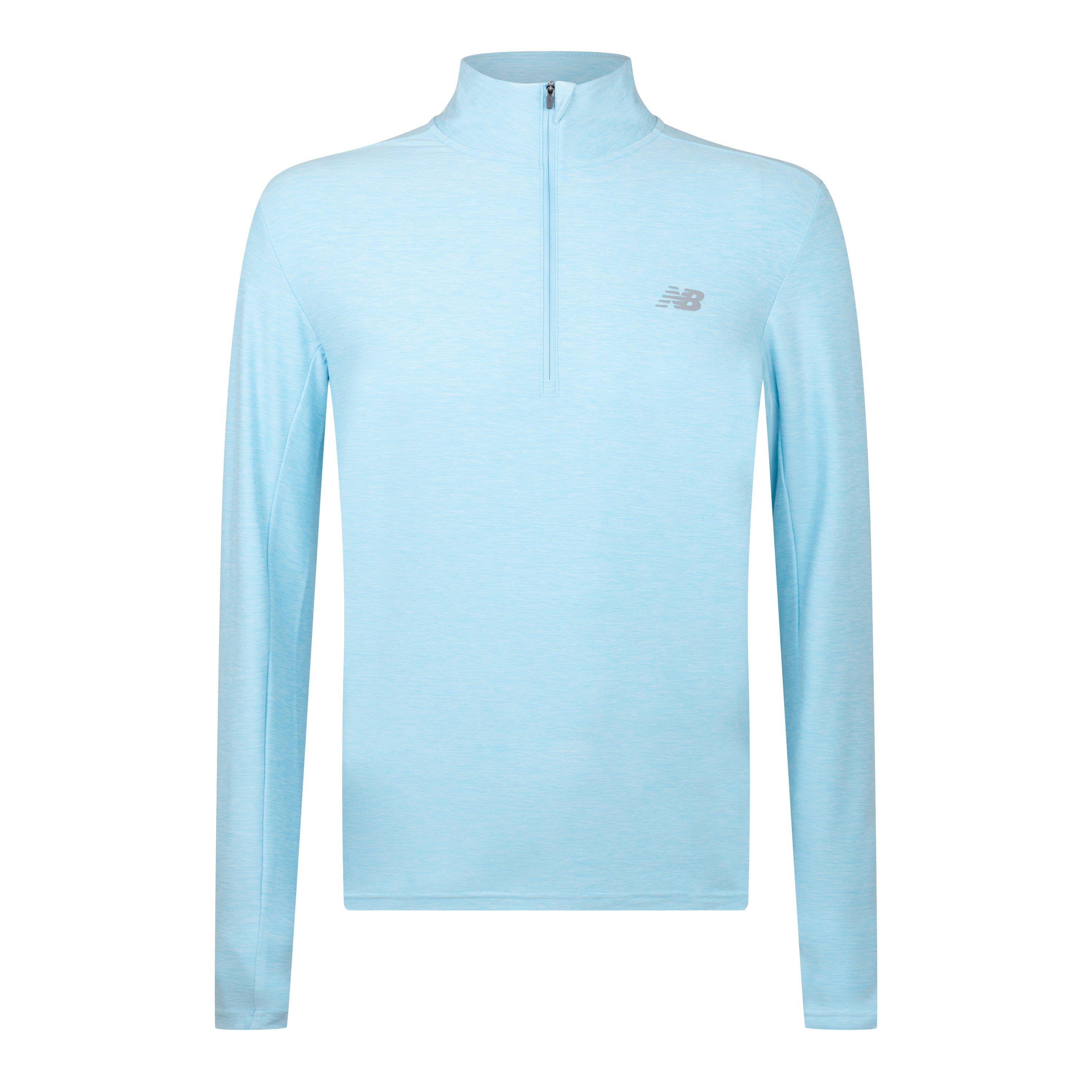 New Balance Men's Space Dye Quarter-Zip Long-Sleeve Performance Gym Top TEAMSKYB (TSB)