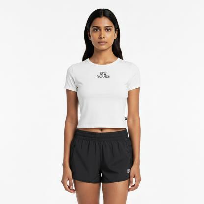 New Balance Women's Crop Top White/Black