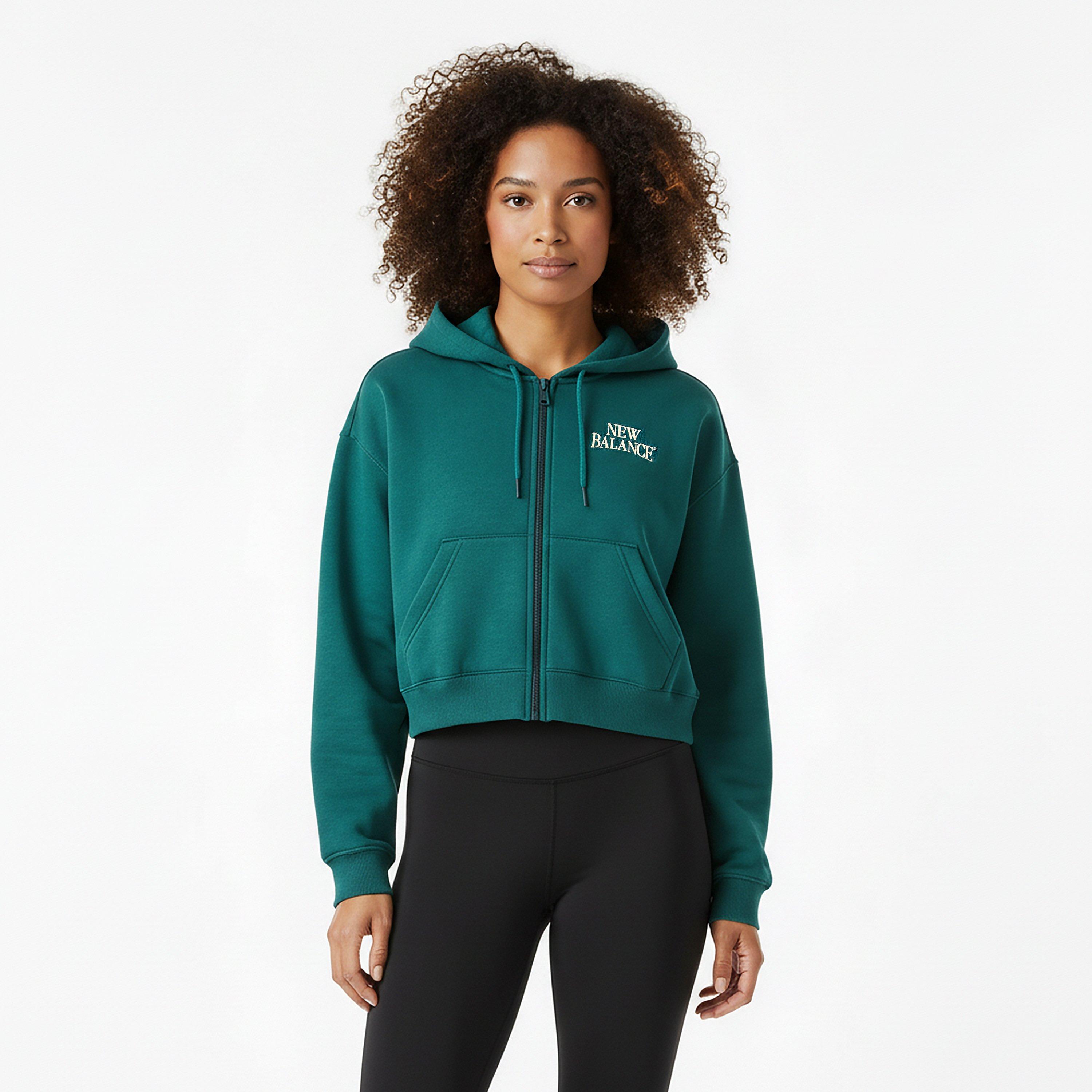 New Balance Womens Trackside Zip Hoodie Green