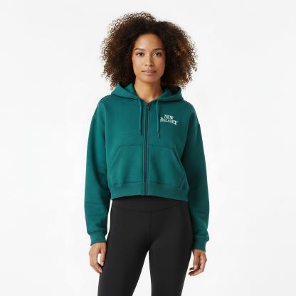 New Balance Womens Trackside Zip Hoodie Green