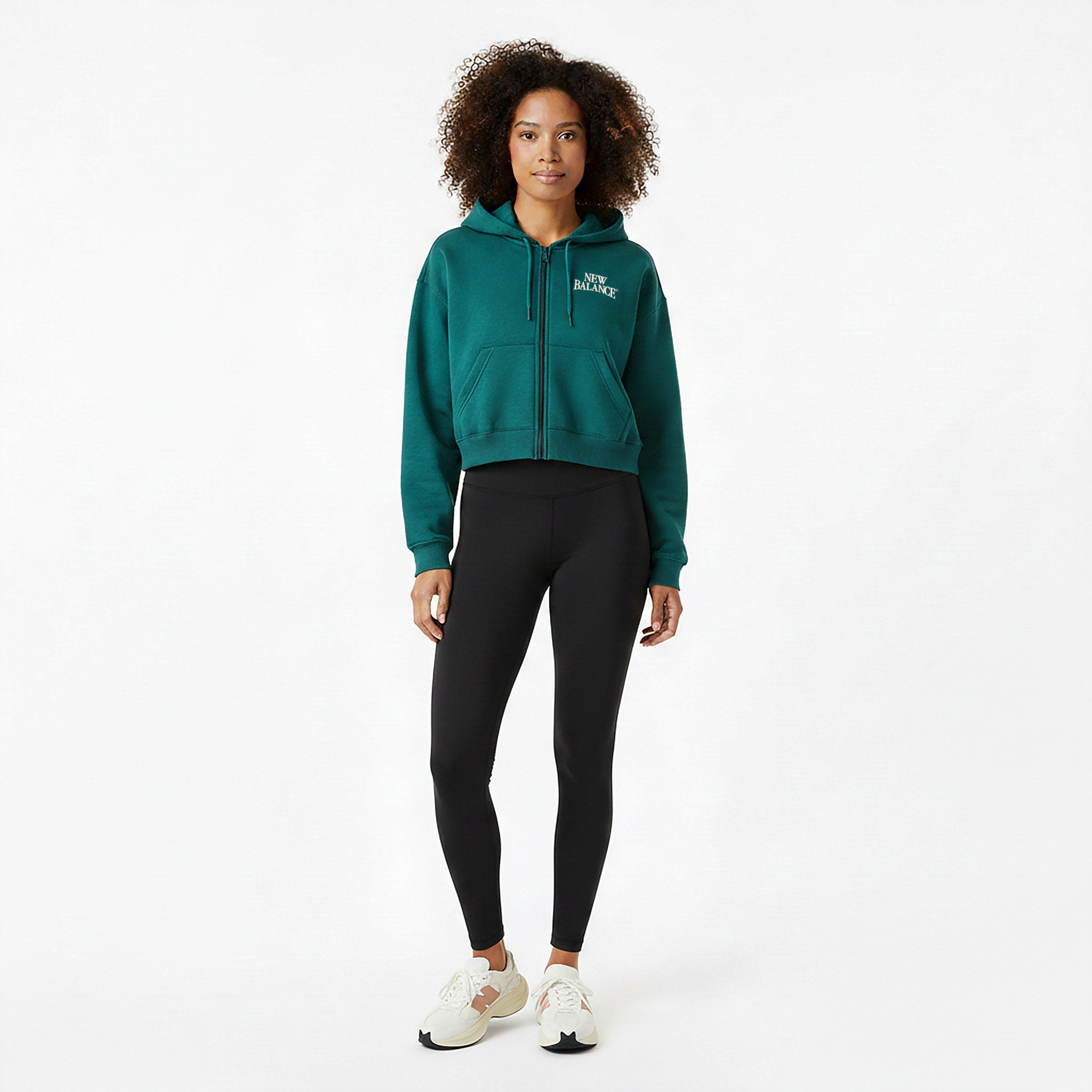 New Balance Womens Trackside Zip Hoodie Green