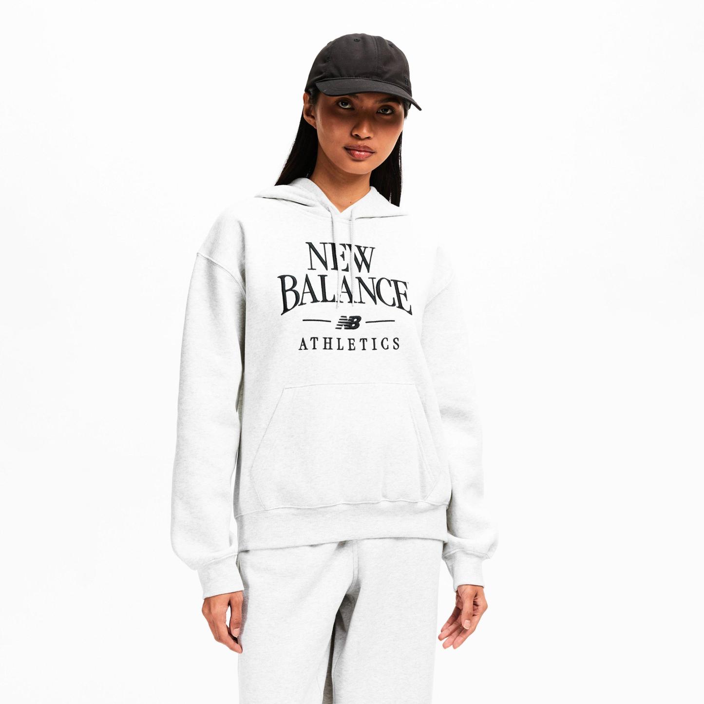 New Balance Womens Trackside Pull Over Hoody Light Grey