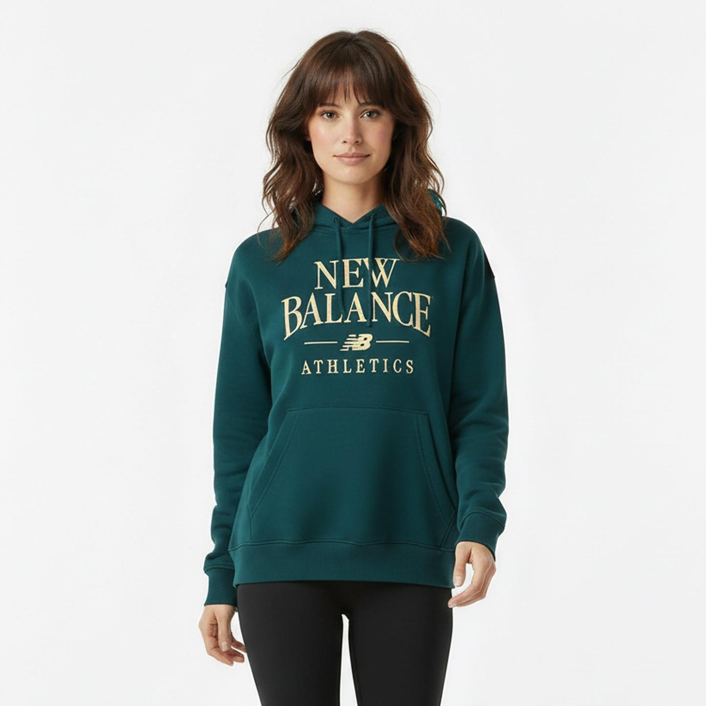 New Balance Womens Trackside Pull Over Hoody Green