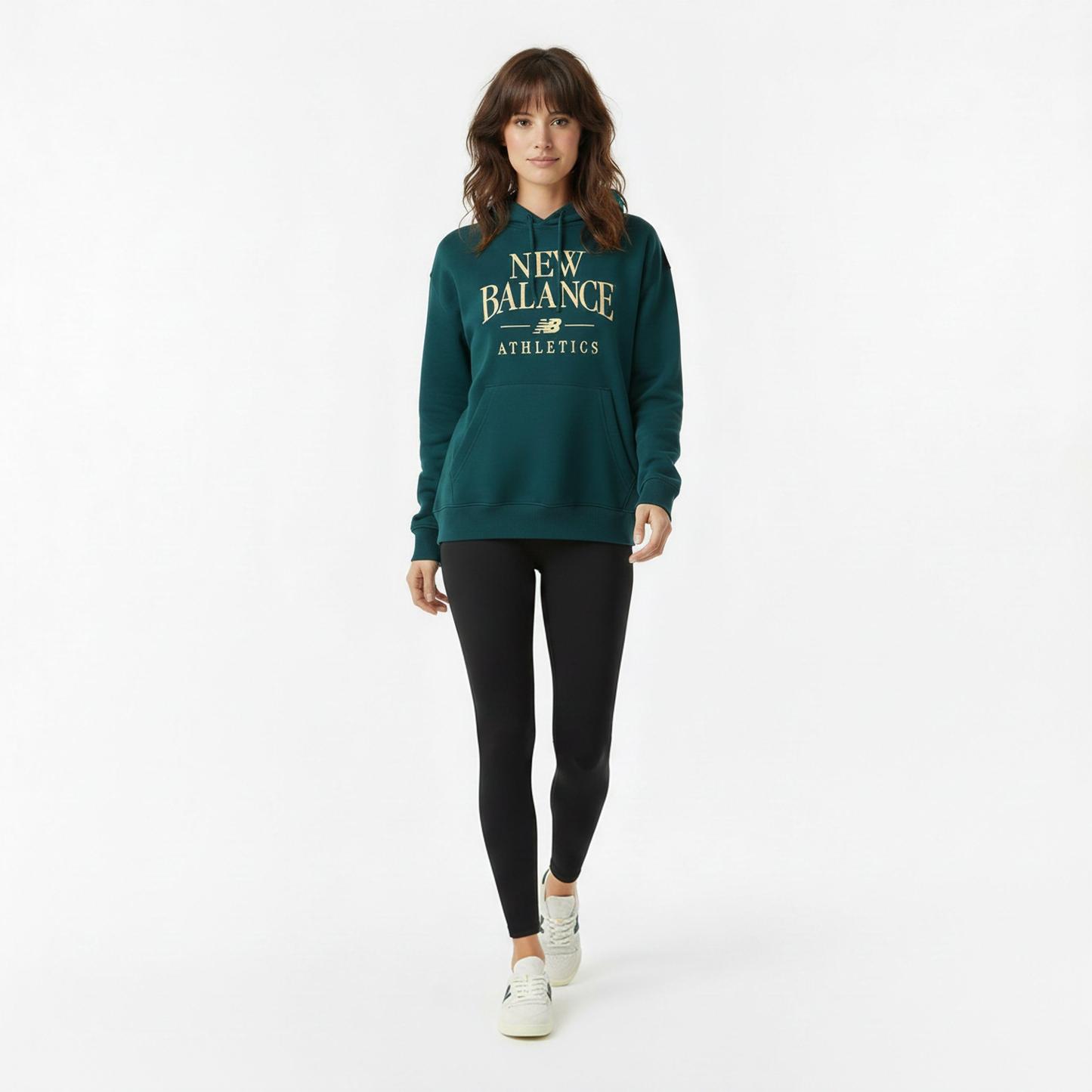 New Balance Womens Trackside Pull Over Hoody Green